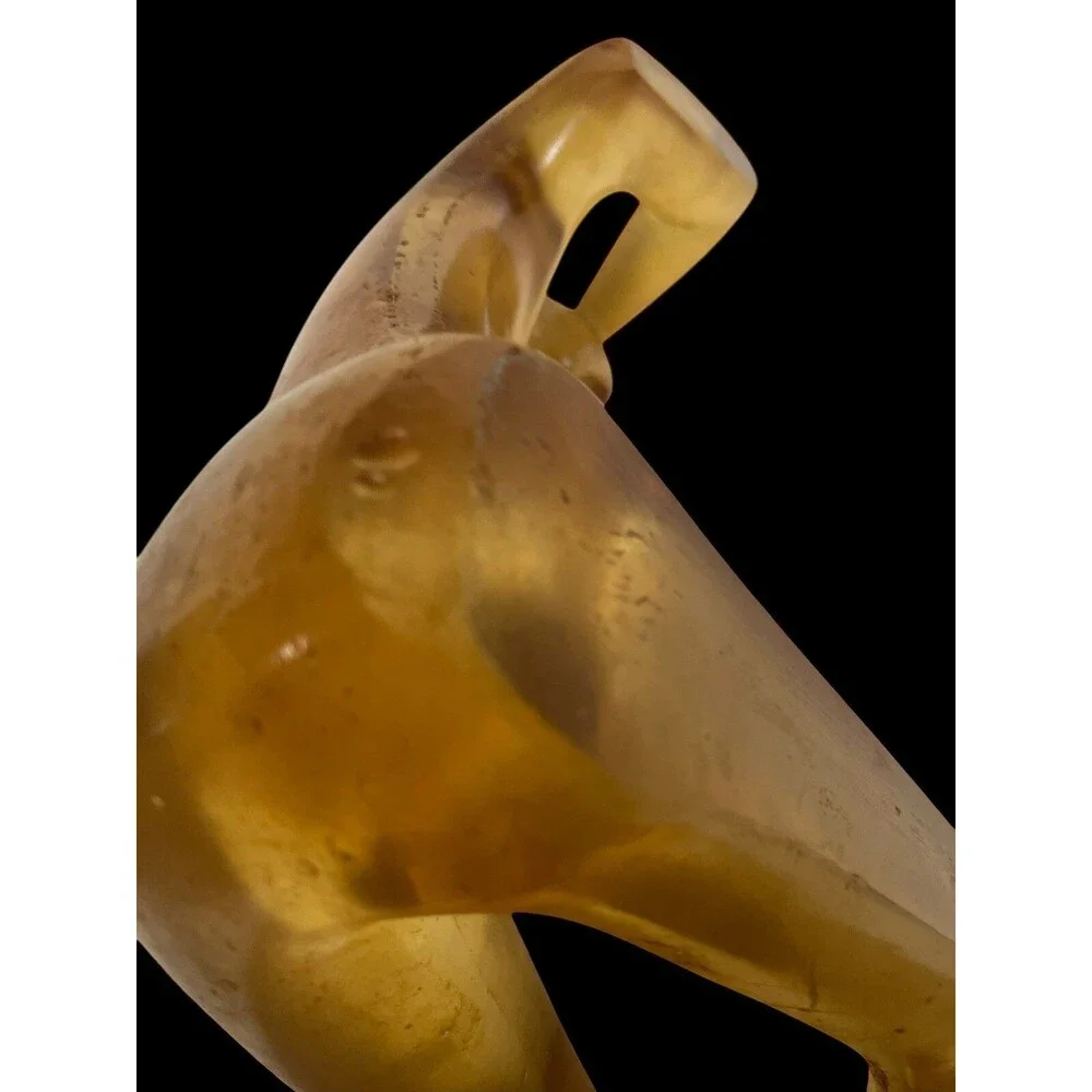 Faceless Lying Down Minimalistic Modern Art StatueYellow Lucite Resin
